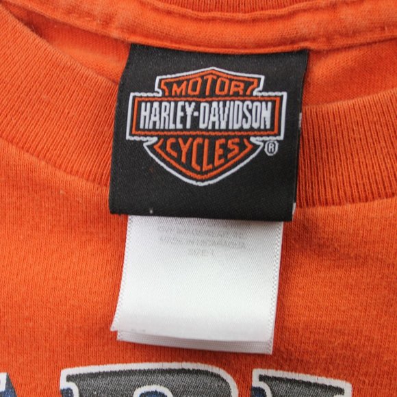 Harley Davidson 2012 Vintage Live Free Orange Athens Short Sleeve T Shirt Top L - Picture 4 of 4